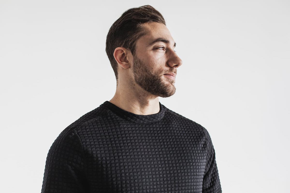 Pullover Nobull Quilted Crew Homme Noir | IM8039764