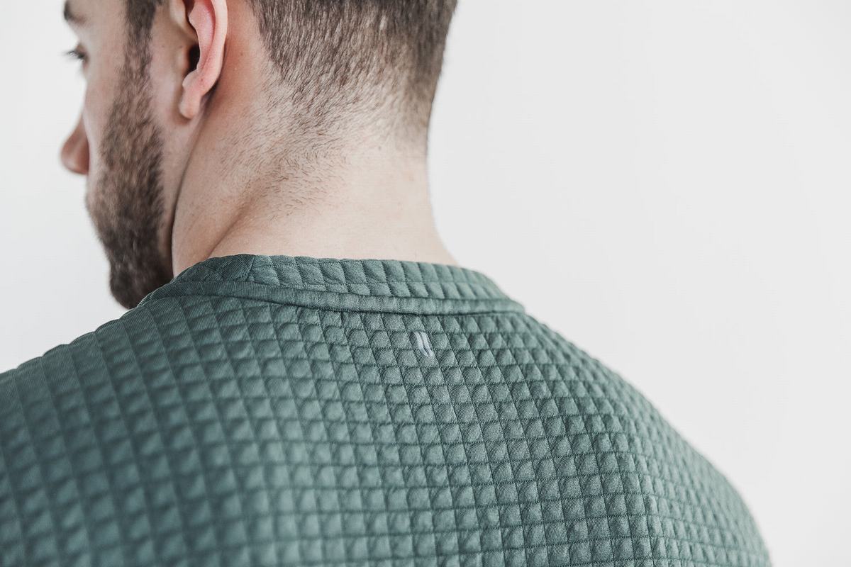 Pullover Nobull Quilted Crew Homme Vert Olive | DR3865917