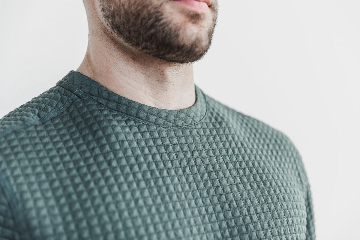 Pullover Nobull Quilted Crew Homme Vert Olive | DR3865917