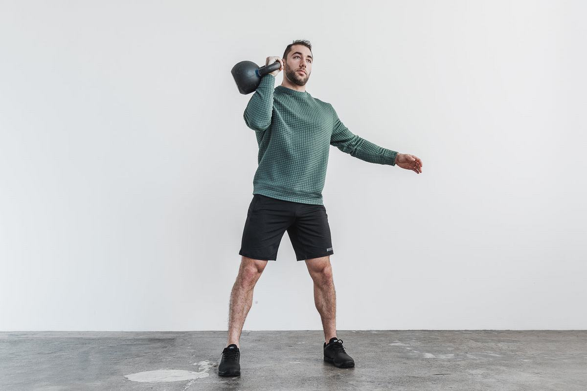 Pullover Nobull Quilted Crew Homme Vert Olive | DR3865917