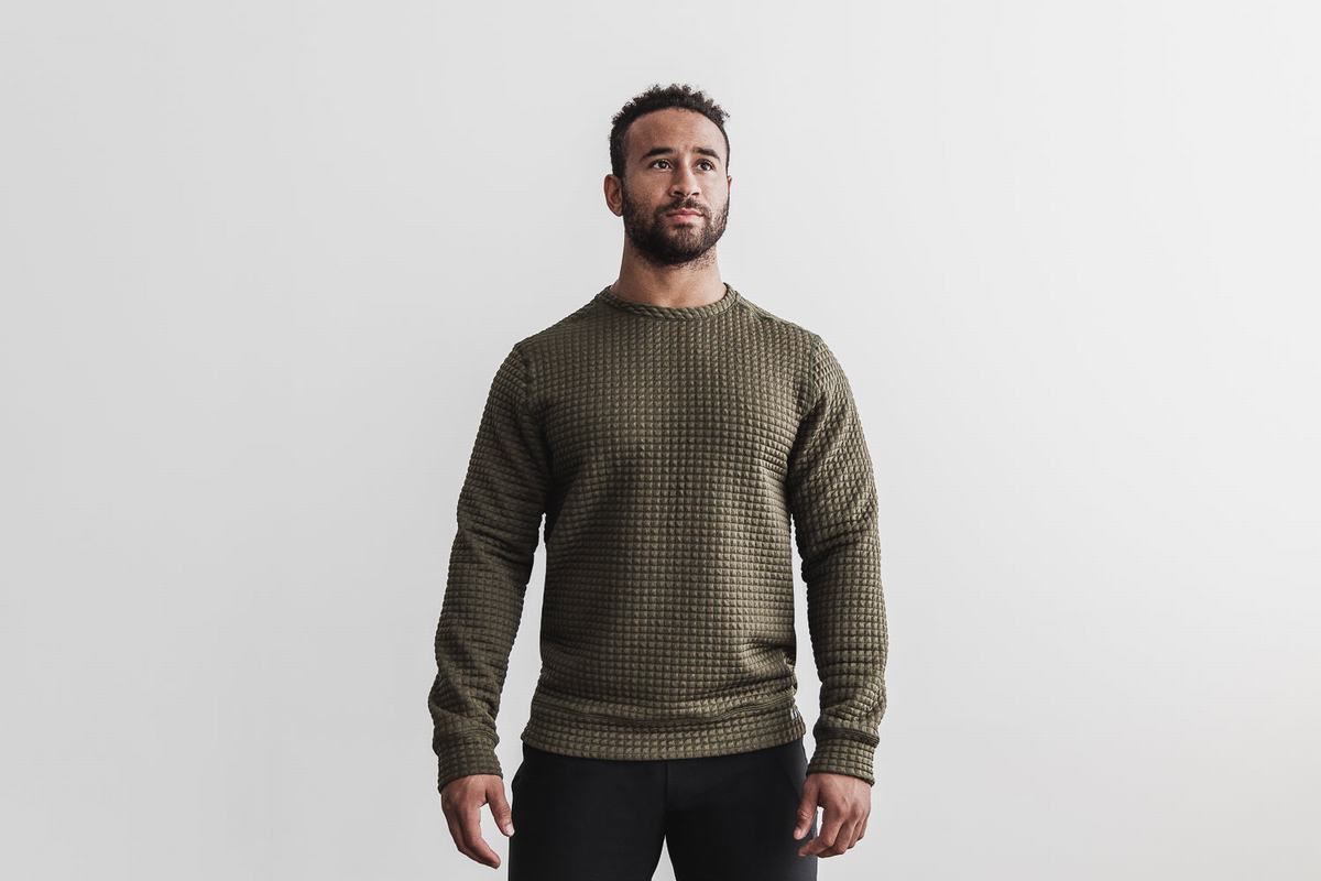Pullover Nobull Quilted Crew Homme Vert | ZV2690541