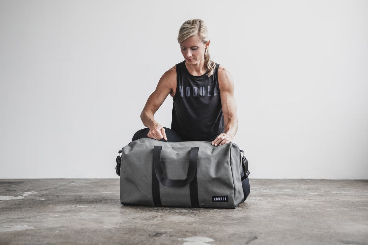 Sac de sport Nobull Waxed Canvas Duffle Femme Grise | HW3854670