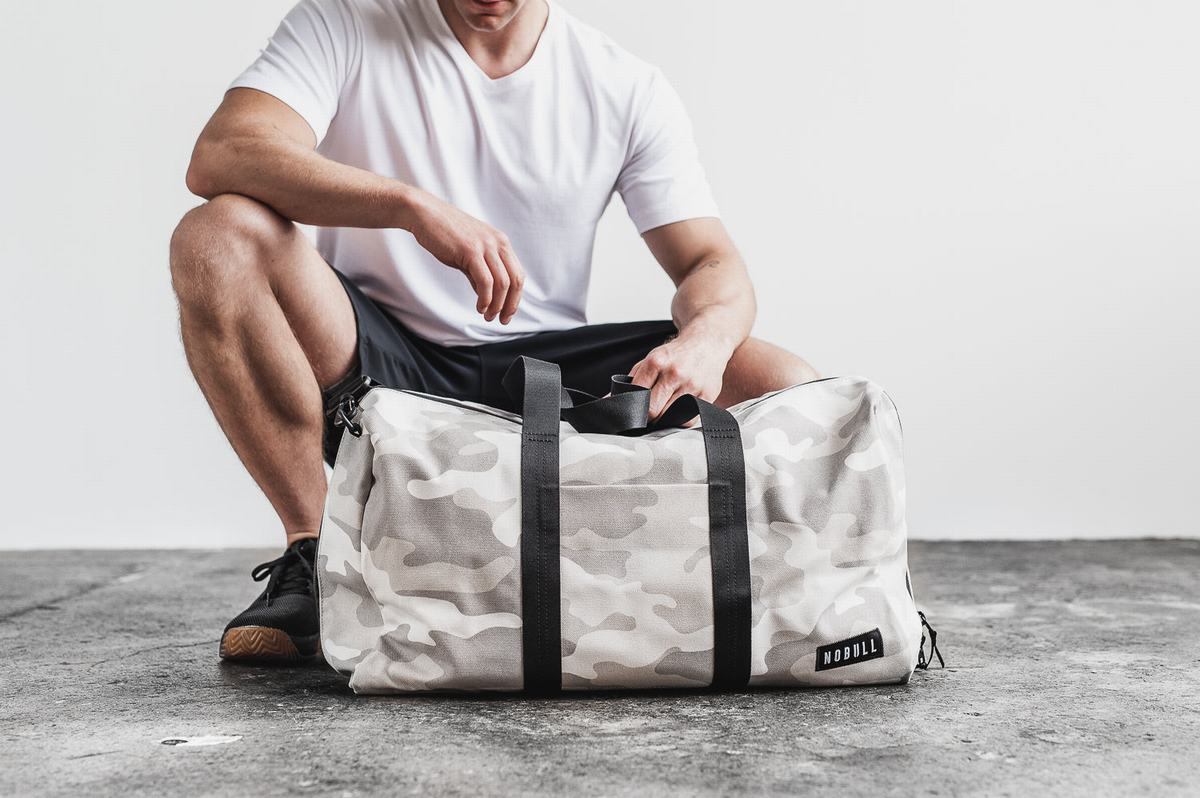 Sac de sport Nobull Waxed Canvas Duffle Femme Blanche Camouflage | JE4369810