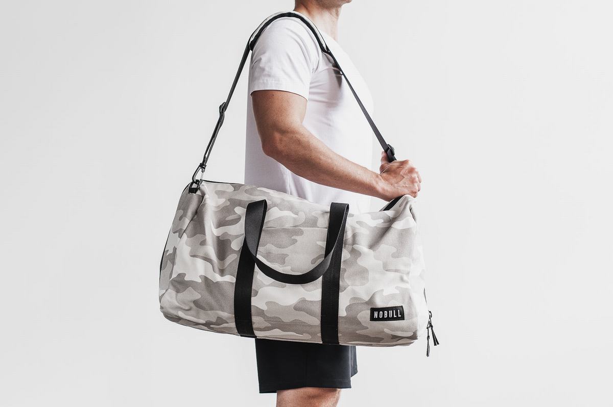 Sac de sport Nobull Waxed Canvas Duffle Homme Blanche Camouflage | XI7024139