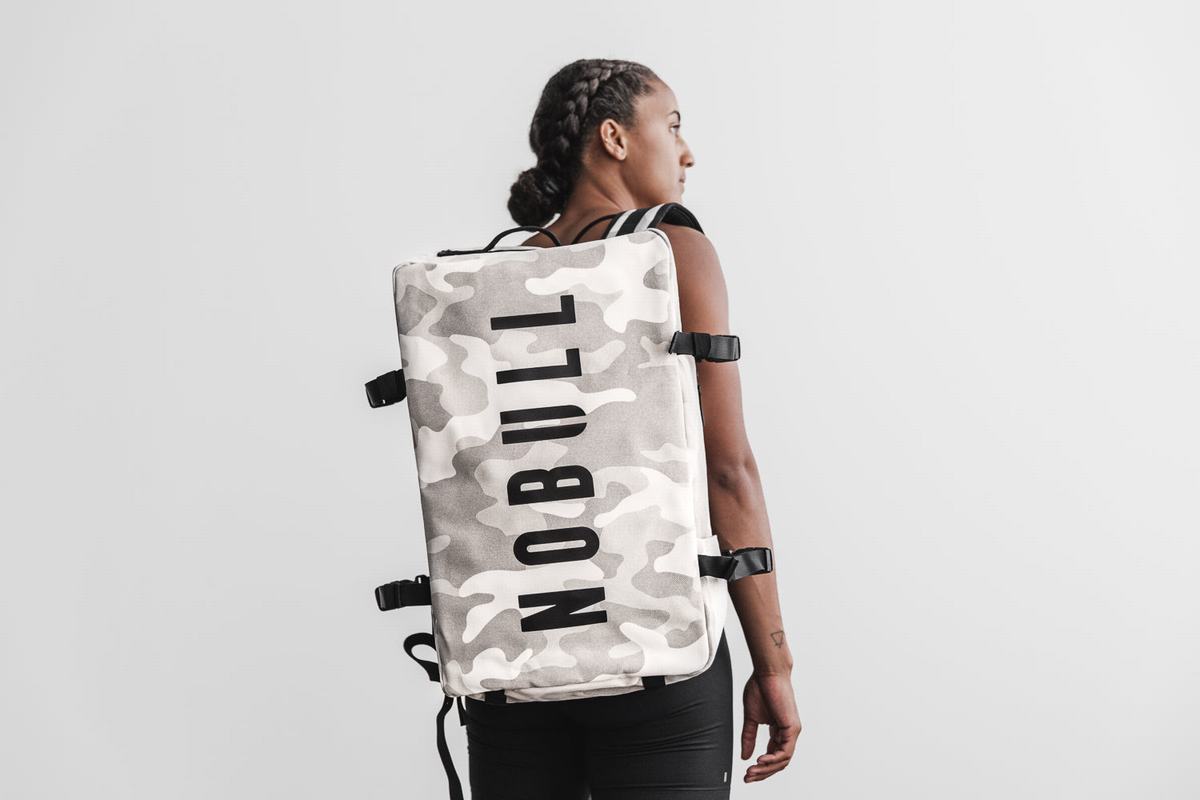 Sac de sport Nobull Waxed Canvas Duffleback Femme Blanche Camouflage | HC5187460