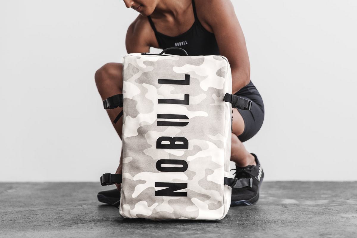 Sac de sport Nobull Waxed Canvas Duffleback Homme Blanche Camouflage | TB5176984