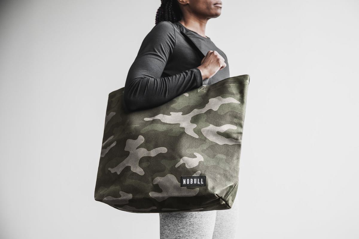 Sacs Nobull Waxed Canvas Open Top Tote Femme Vert Camouflage | JK5648019