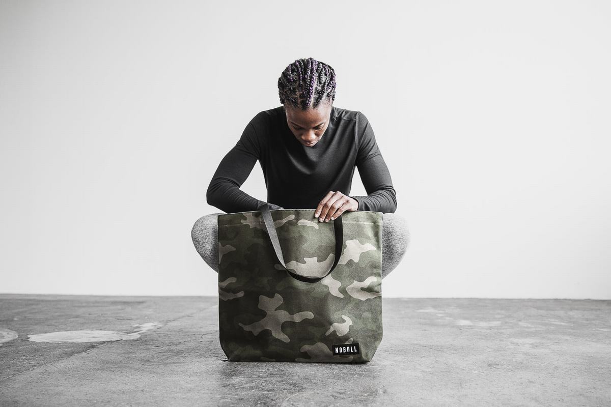 Sacs Nobull Waxed Canvas Open Top Tote Femme Vert Camouflage | JK5648019
