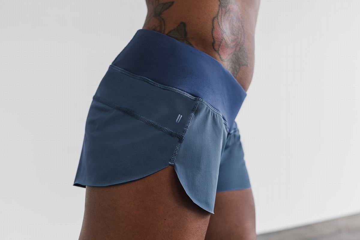 Shorts Nobull Pace Femme Grise Bleu | TK6159370