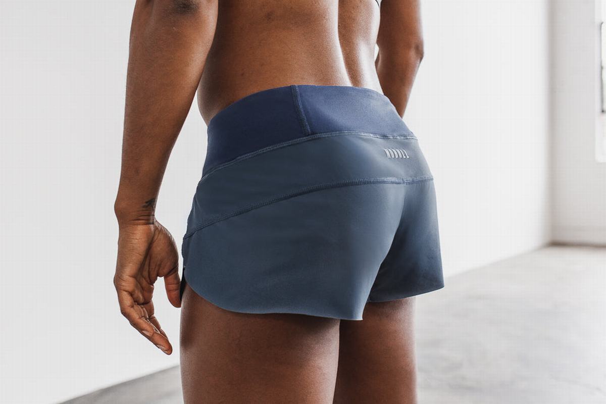 Shorts Nobull Pace Femme Grise Bleu | TK6159370