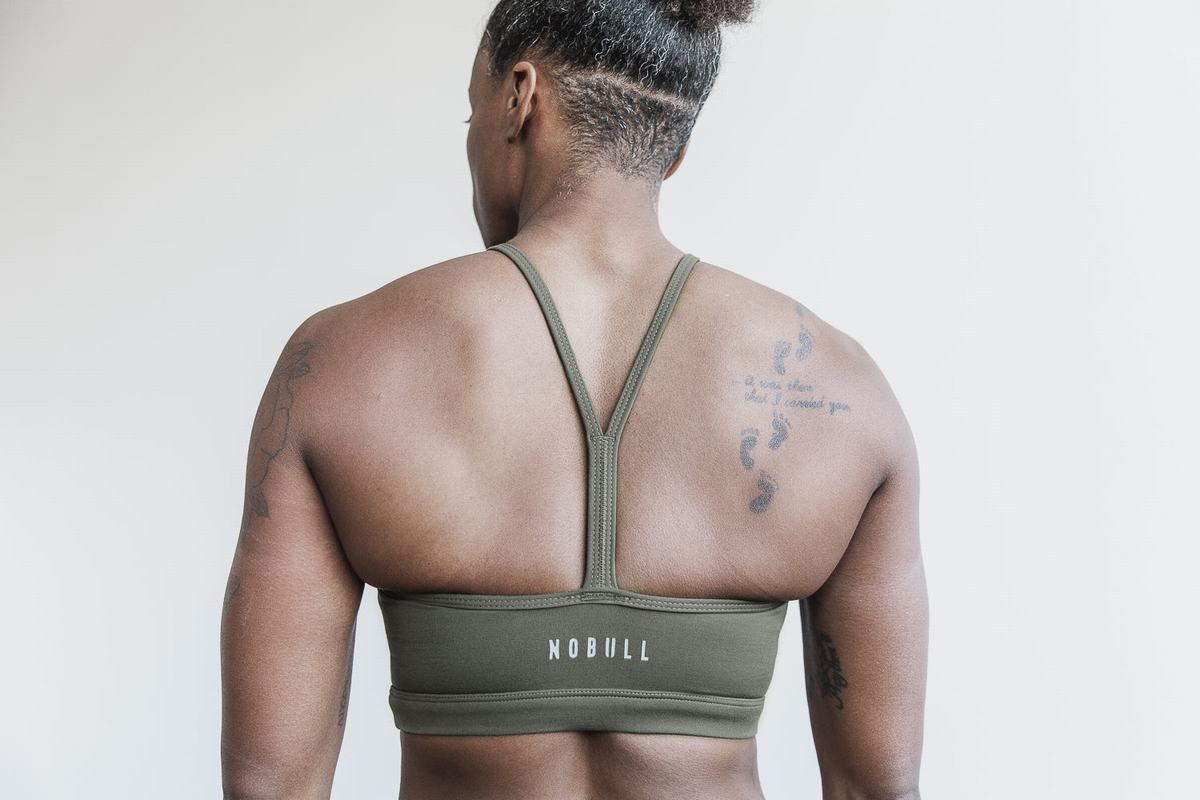 Soutien Gorge Sport Nobull Halter Matte Femme Vert Olive | AW4293058