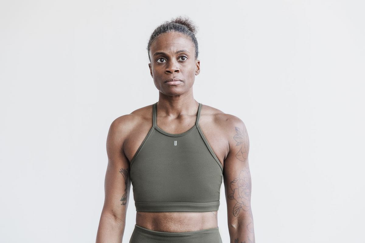 Soutien Gorge Sport Nobull Halter Matte Femme Vert Olive | AW4293058