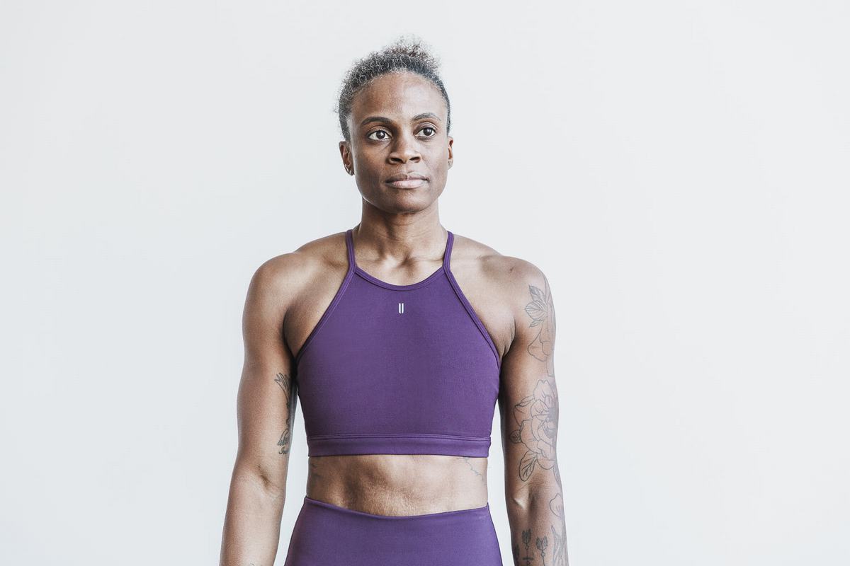 Soutien Gorge Sport Nobull Halter Matte Femme Violette | BS4912083