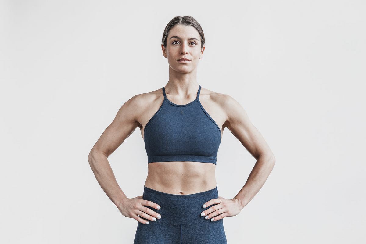 Soutien Gorge Sport Nobull Halter Matte Femme Bleu Foncé | YQ6432798