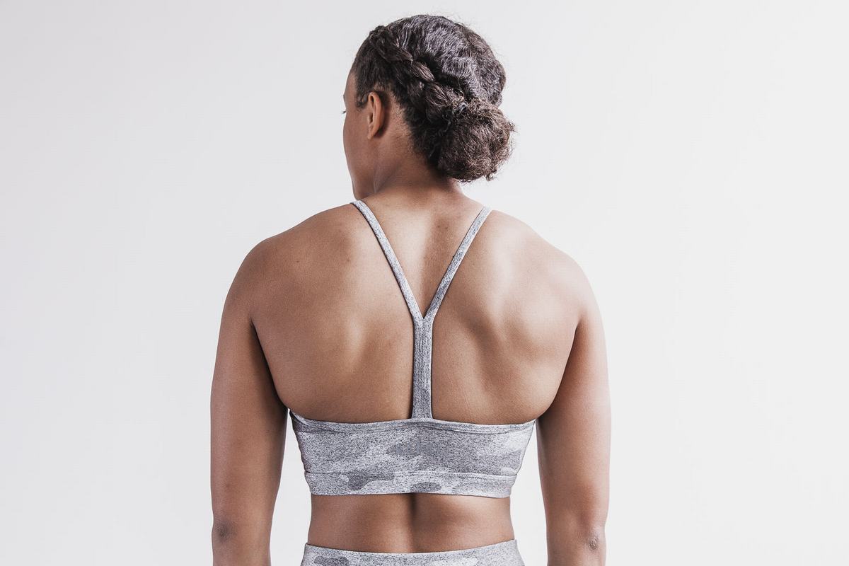 Soutien Gorge Sport Nobull Halter Plush Heather Femme Blanche Camouflage | HM2647091
