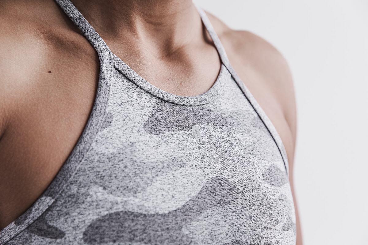 Soutien Gorge Sport Nobull Halter Plush Heather Femme Blanche Camouflage | HM2647091
