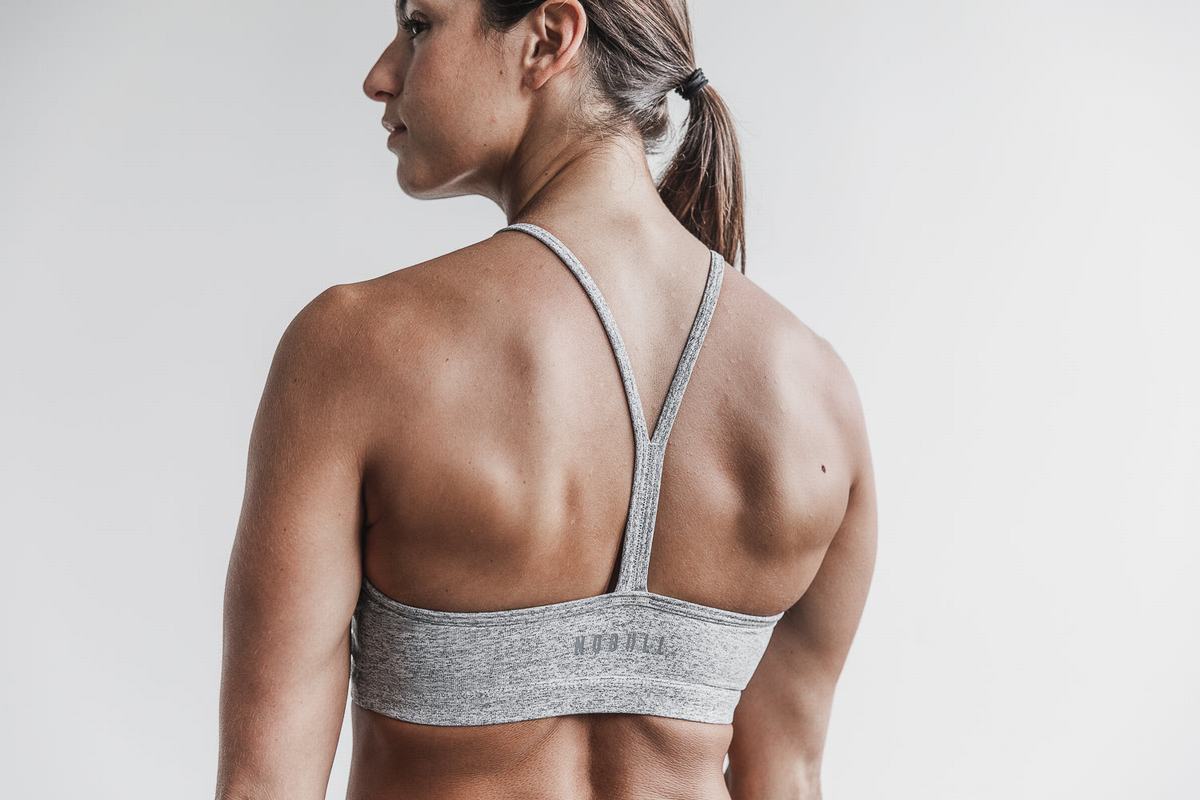 Soutien Gorge Sport Nobull Halter Plush Heather Femme Blanche | NE8352960