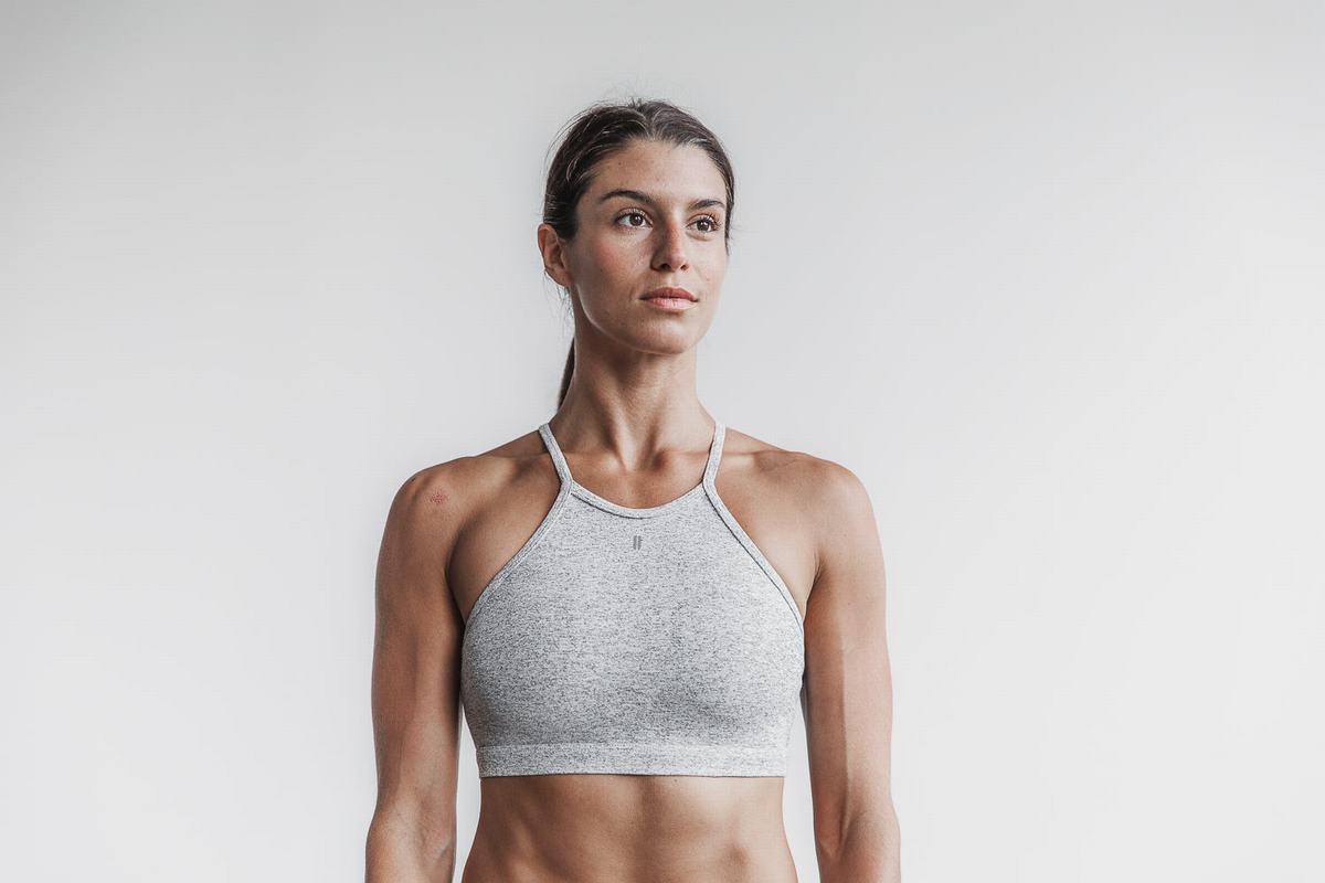 Soutien Gorge Sport Nobull Halter Plush Heather Femme Blanche | NE8352960