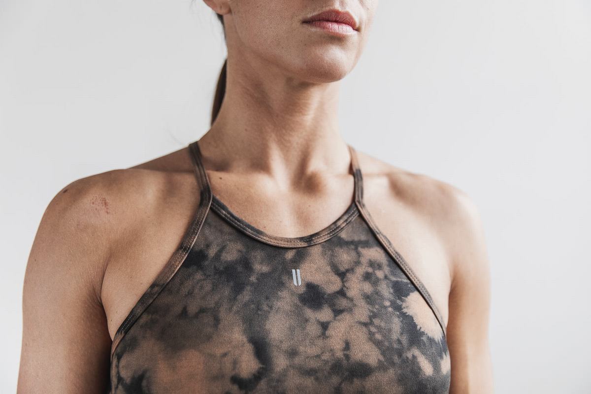 Soutien Gorge Sport Nobull Halter Tie-Dye Femme Noir | JH7953064