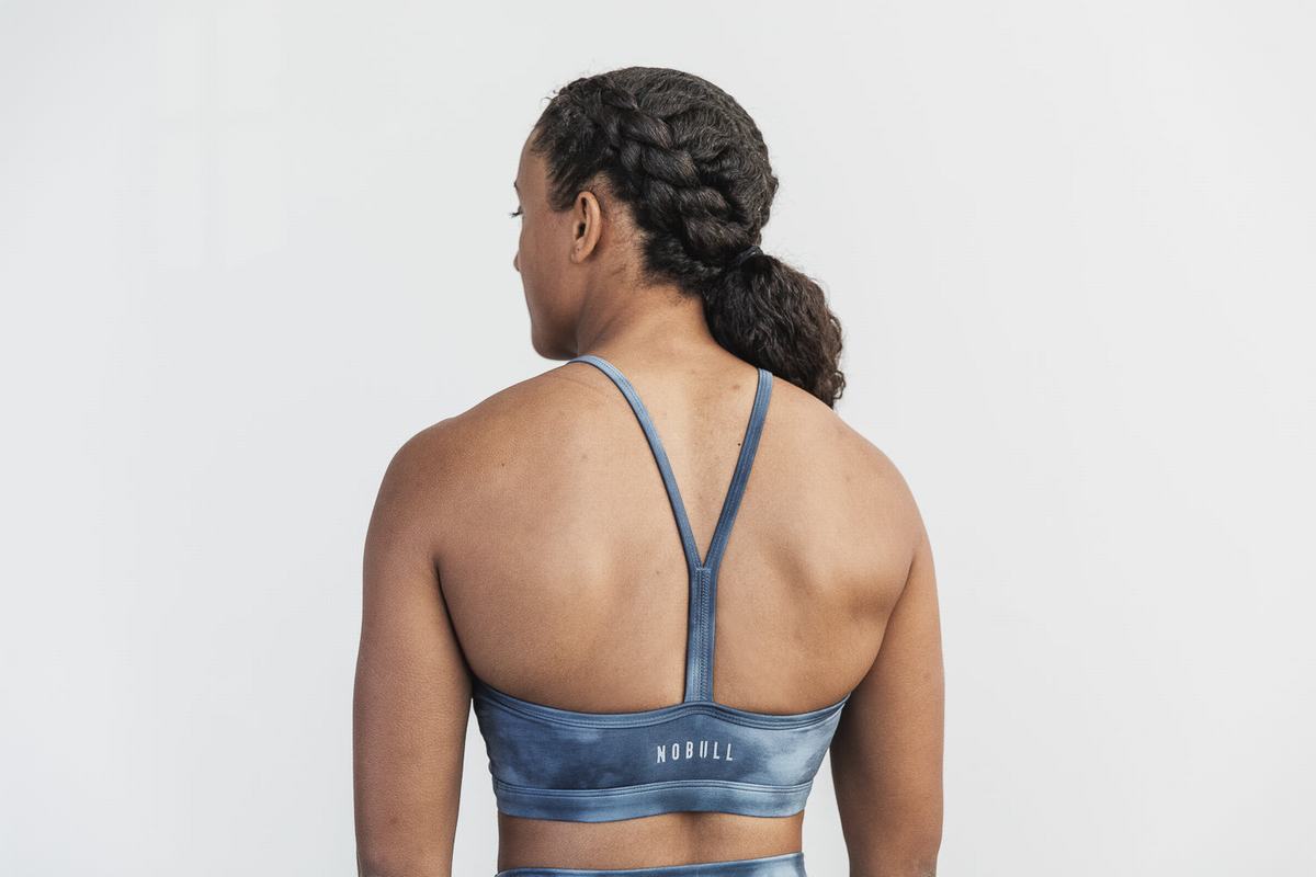 Soutien Gorge Sport Nobull Halter Tie-Dye Femme Bleu | OY7289034