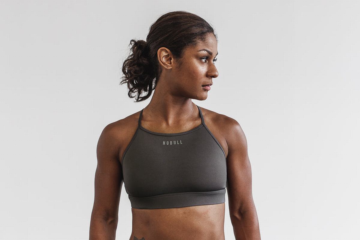 Soutien Gorge Sport Nobull High-Neck Femme Grise Foncé | OF5172308