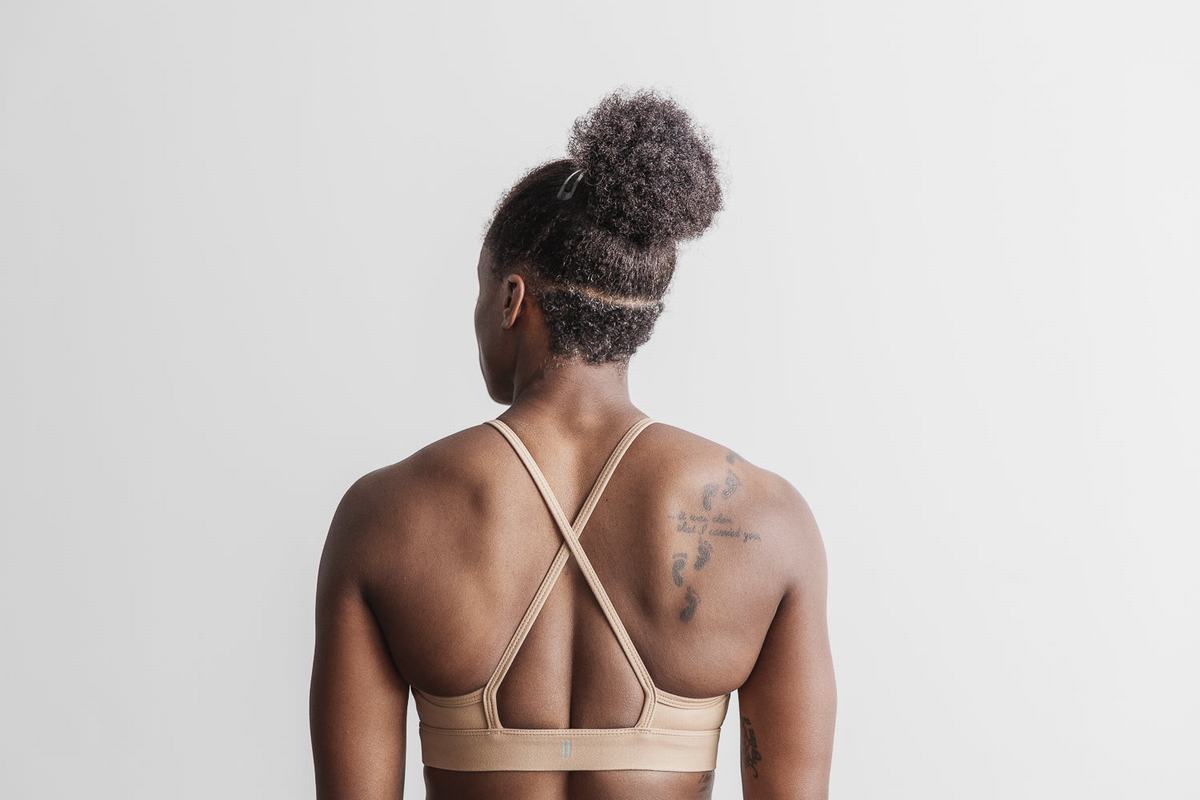 Soutien Gorge Sport Nobull High-Neck Matte Femme Beige | CG6493152