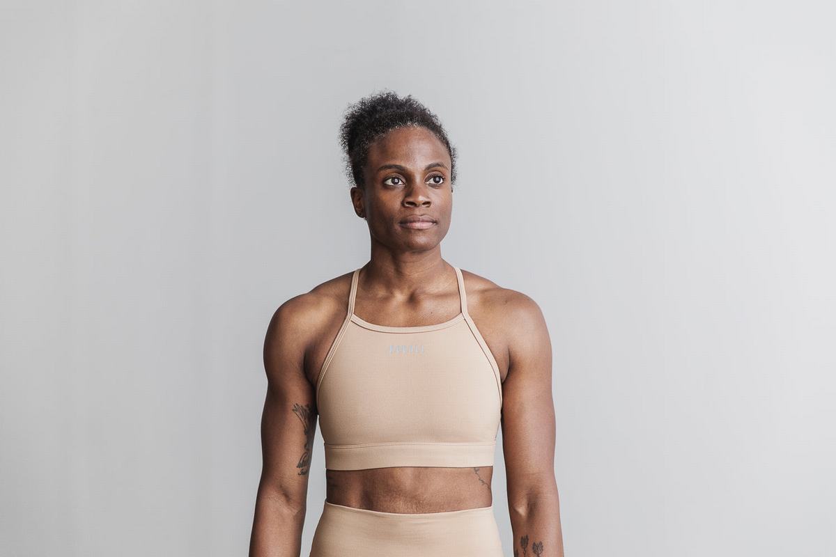 Soutien Gorge Sport Nobull High-Neck Matte Femme Beige | CG6493152