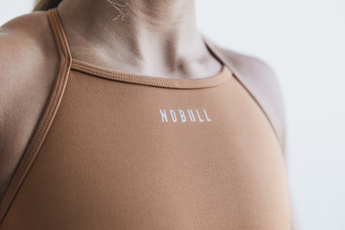 Soutien Gorge Sport Nobull High-Neck Matte Femme Marron | MX3046812