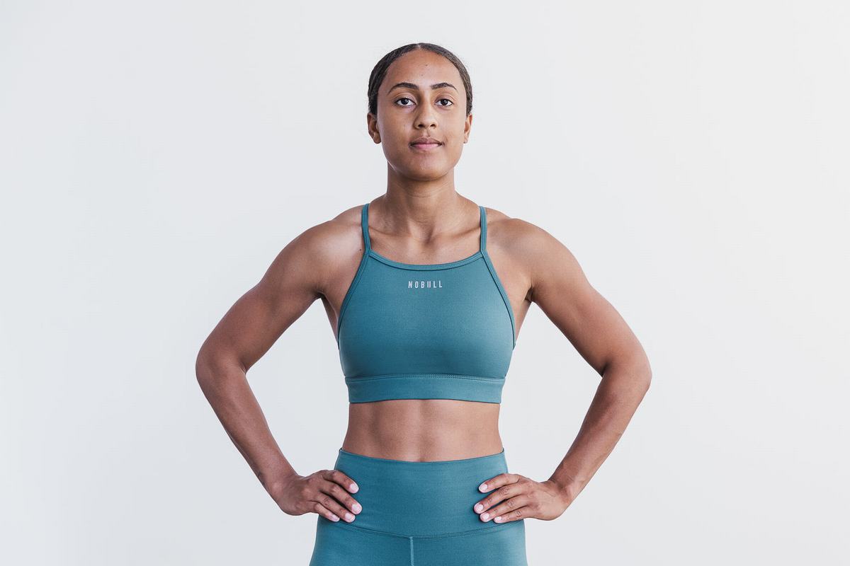 Soutien Gorge Sport Nobull High-Neck Matte Femme Turquoise Foncé | XO2503971