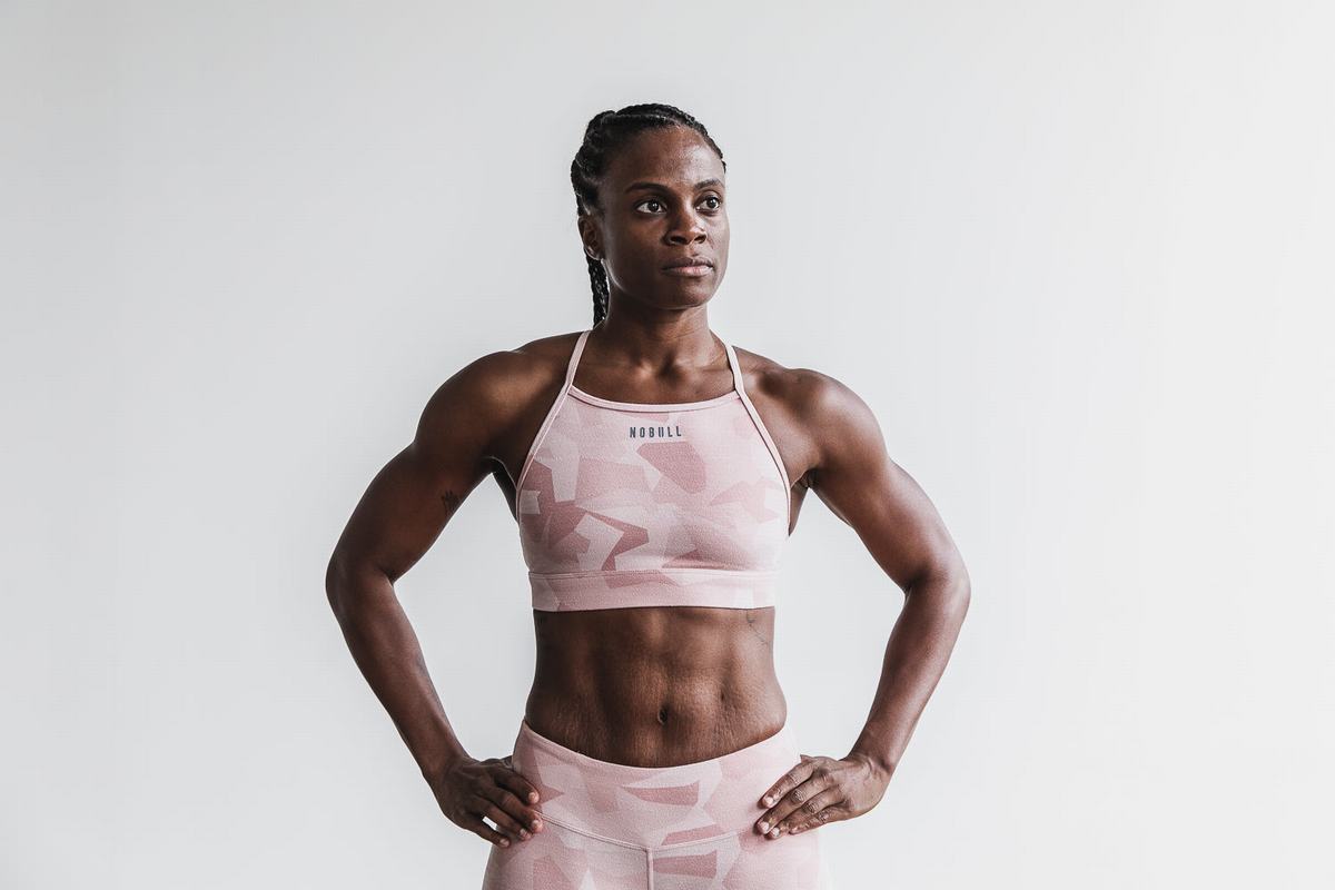 Soutien Gorge Sport Nobull High-Neck Melange Femme Rose Camouflage | YC1692408
