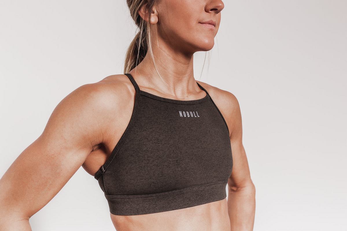 Soutien Gorge Sport Nobull High-Neck Plush Heather Femme Noir | FC1263407