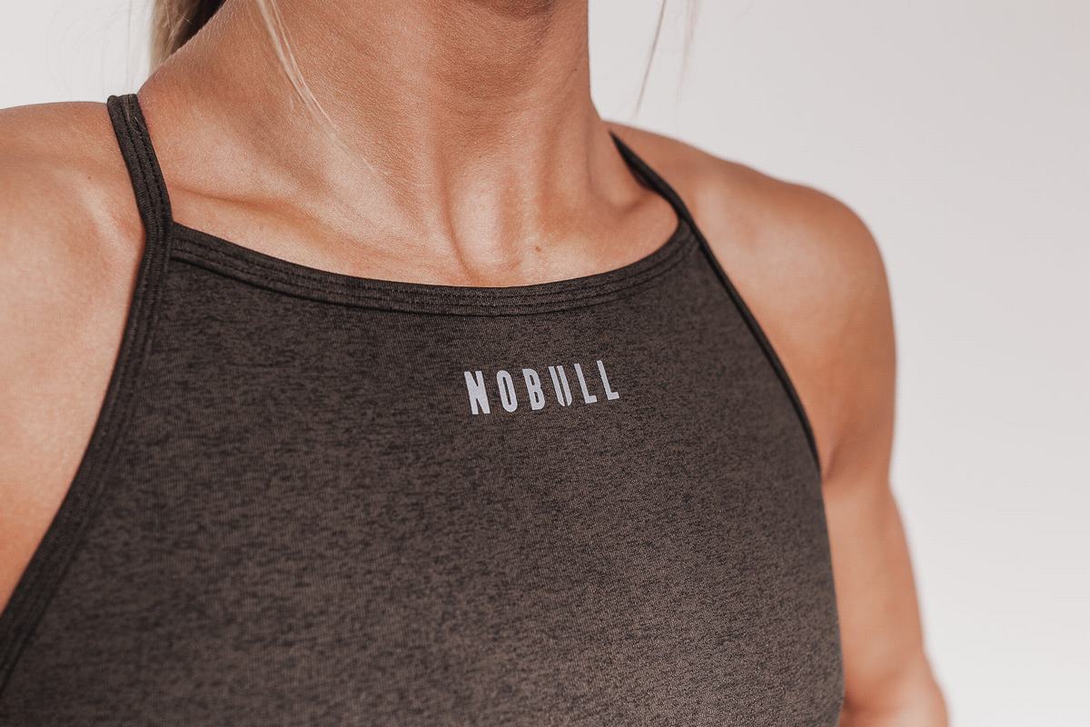 Soutien Gorge Sport Nobull High-Neck Plush Heather Femme Noir | FC1263407