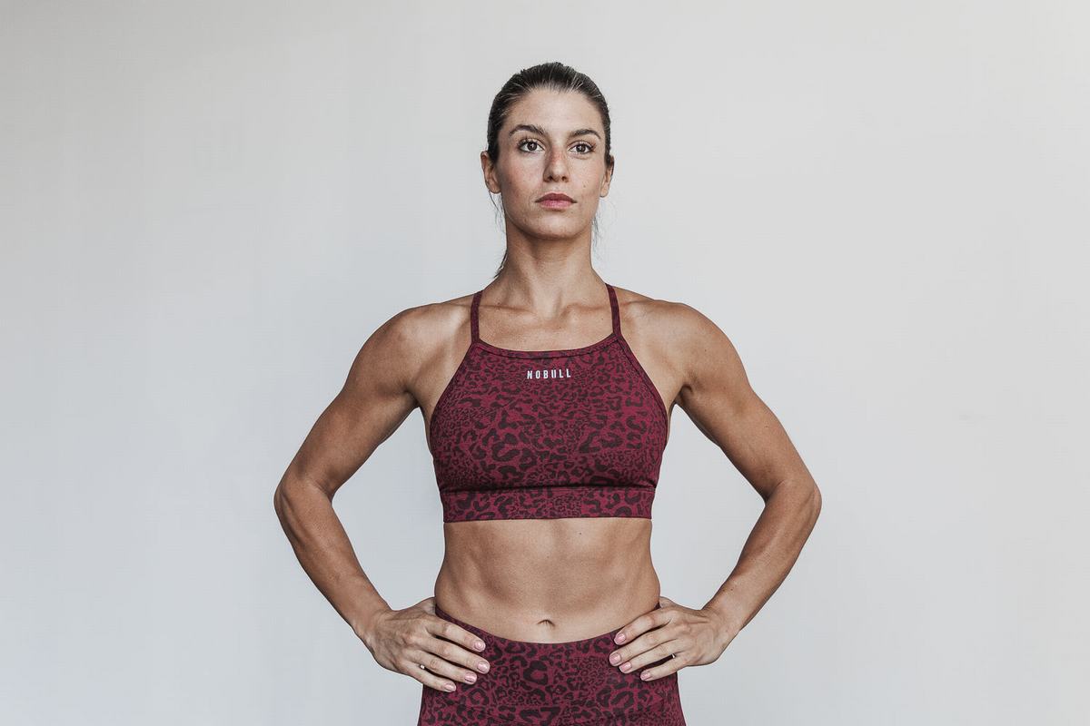 Soutien Gorge Sport Nobull High-Neck Plush Heather Femme Leopard | FJ6598014