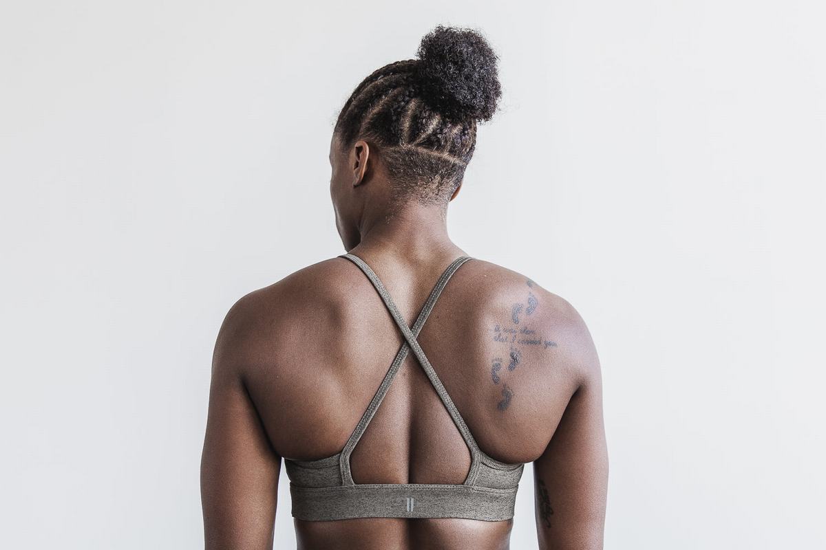 Soutien Gorge Sport Nobull High-Neck Plush Heather Femme Kaki | MP4026971