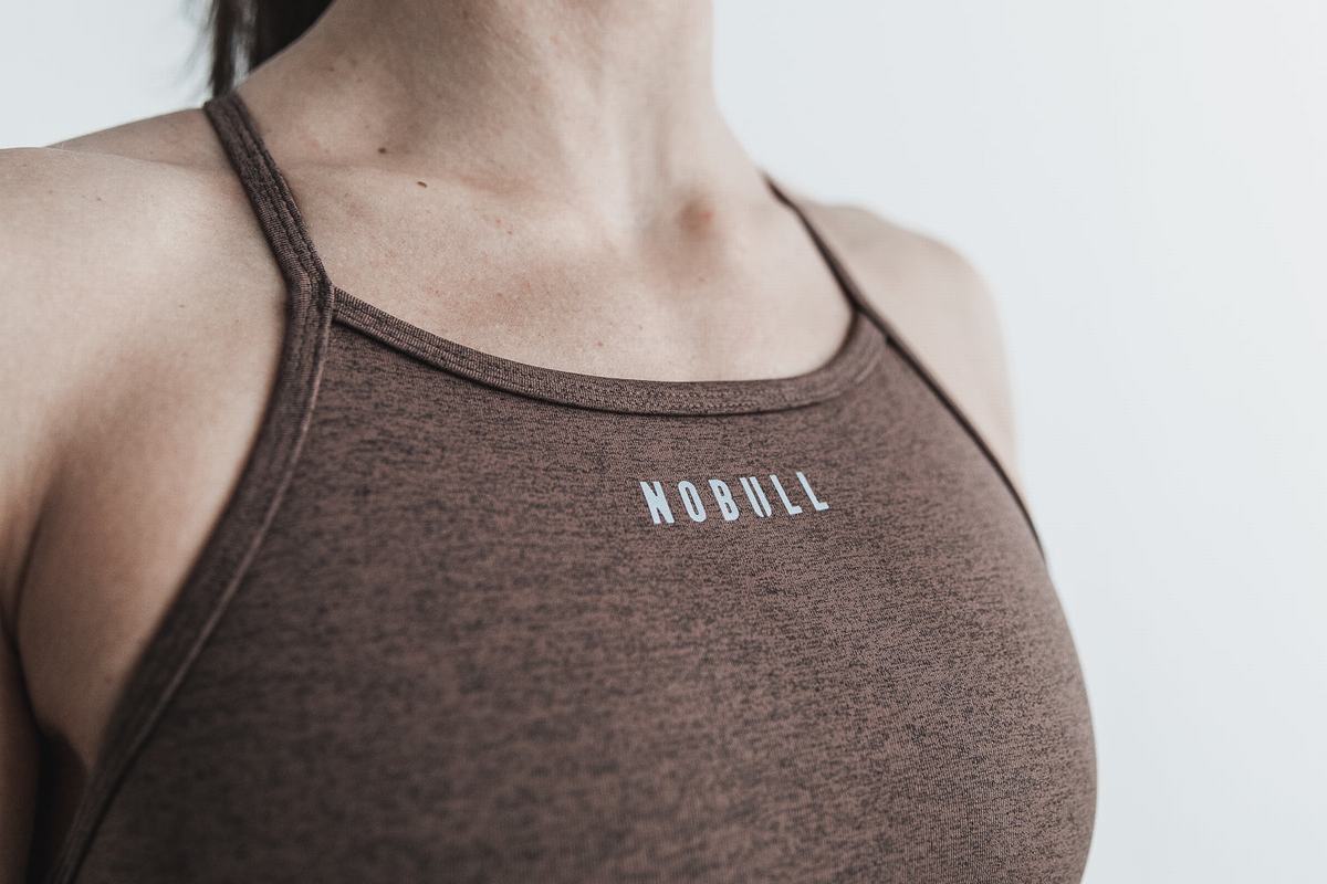 Soutien Gorge Sport Nobull High-Neck Plush Heather Femme Marron | OR7928650