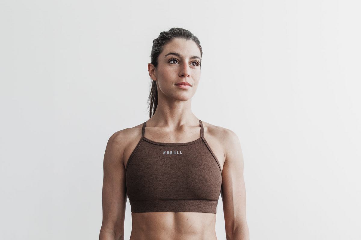 Soutien Gorge Sport Nobull High-Neck Plush Heather Femme Marron | OR7928650