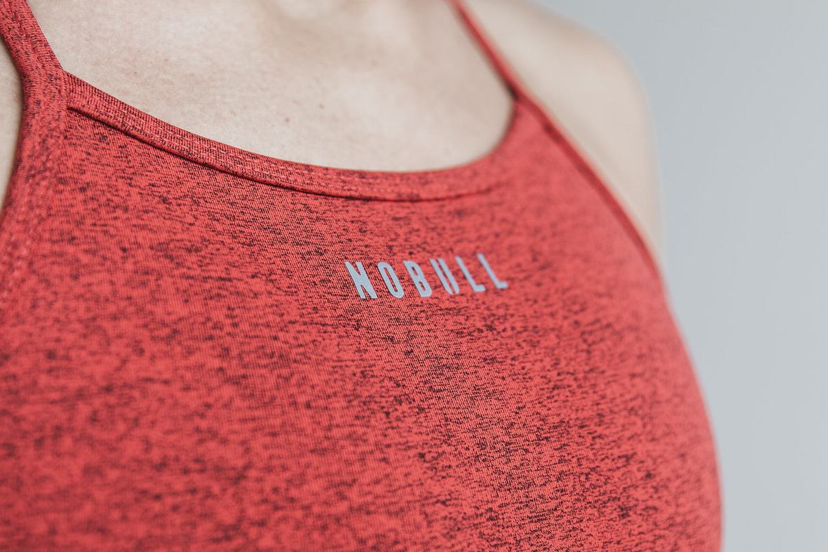 Soutien Gorge Sport Nobull High-Neck Plush Heather Femme Rouge | QJ2183754