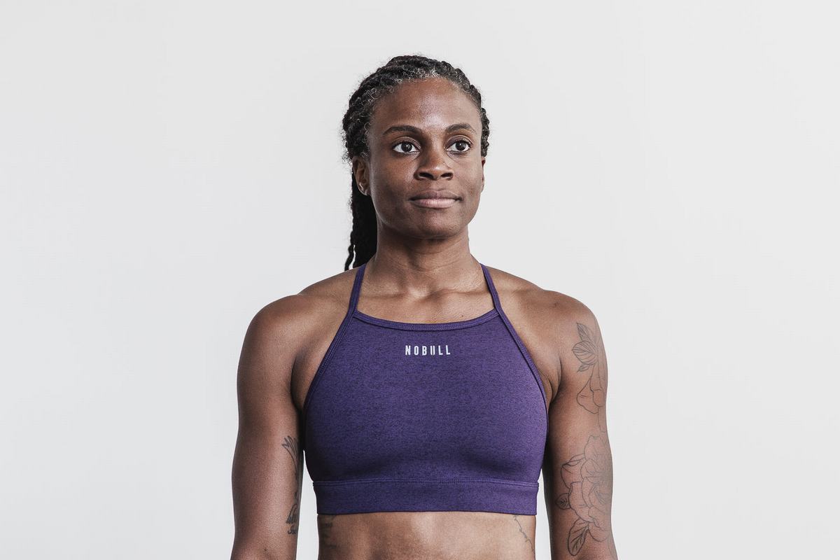 Soutien Gorge Sport Nobull High-Neck Plush Heather Femme Violette Foncé | VI4012865