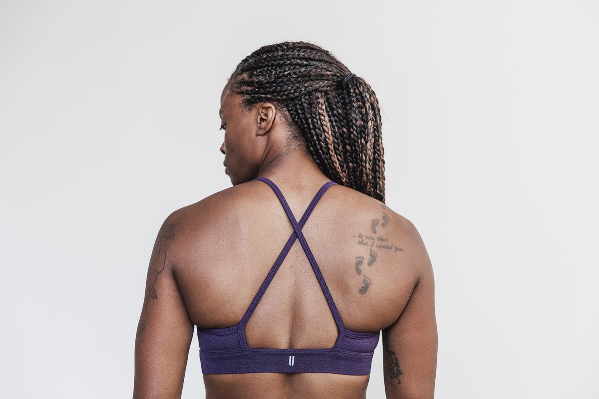 Soutien Gorge Sport Nobull High-Neck Plush Heather Femme Violette Foncé | VI4012865