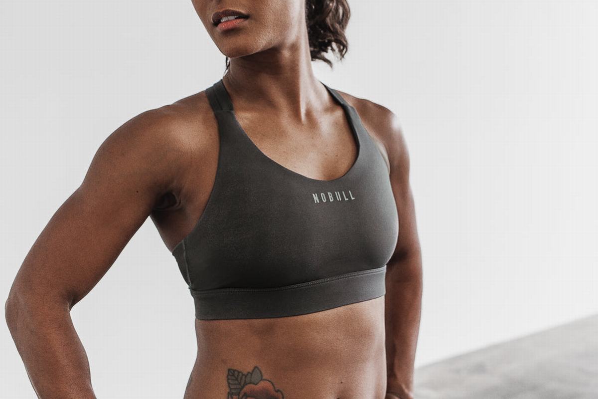 Soutien Gorge Sport Nobull Pace Femme Grise Foncé | OT4162905