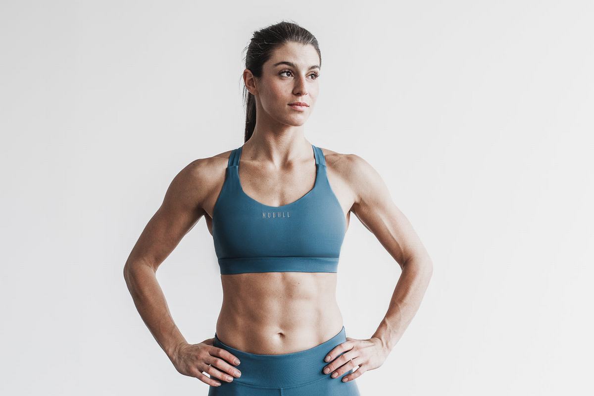 Soutien Gorge Sport Nobull Pace Femme Grise Bleu | SW1056942