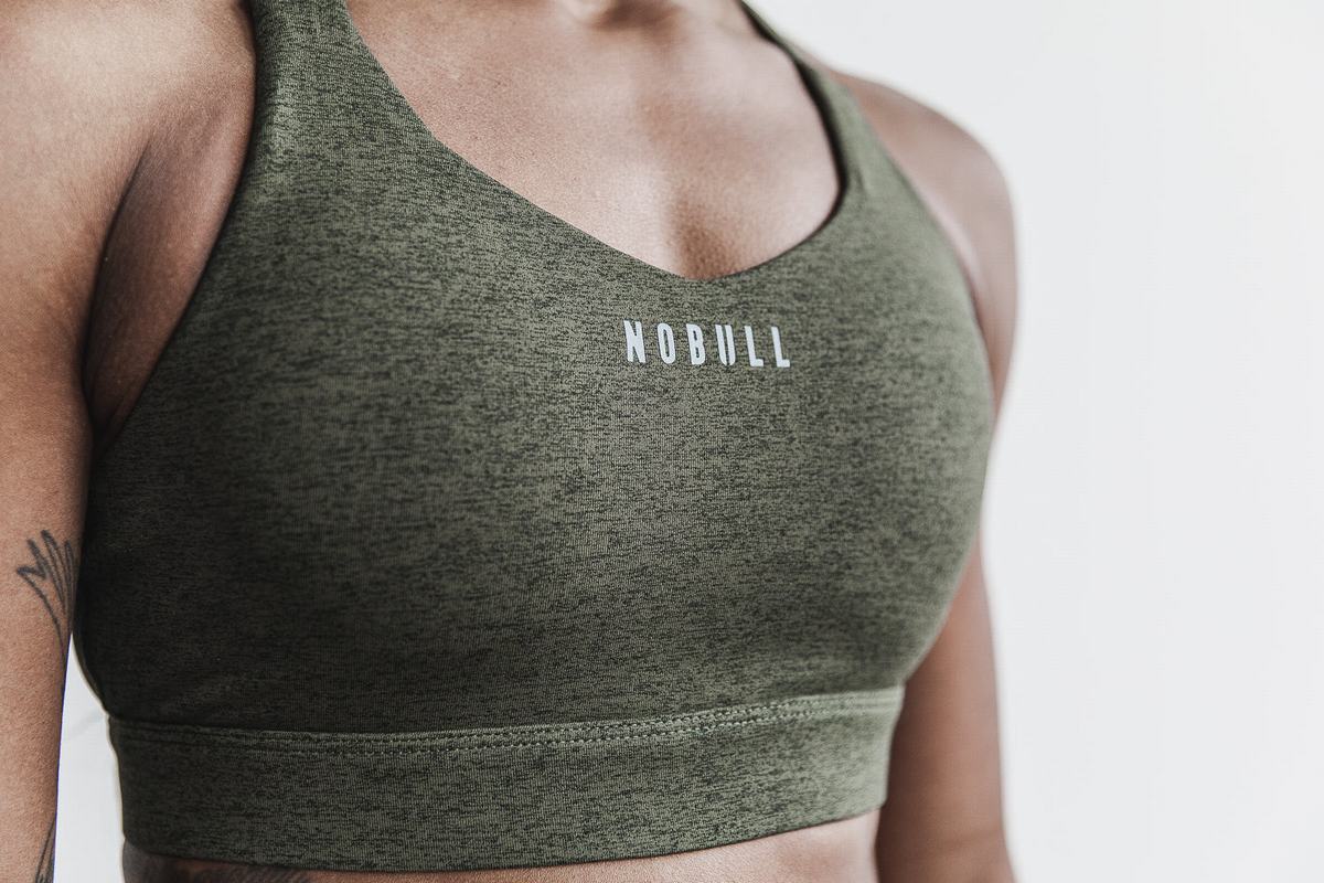 Soutien Gorge Sport Nobull Pace Plush Heather Femme Vert Olive | BG1064592