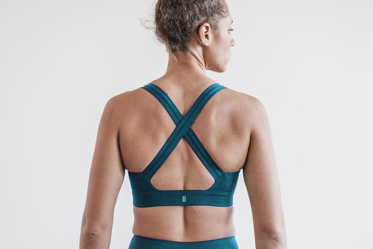 Soutien Gorge Sport Nobull Pace Plush Heather Femme Turquoise | BW5263041