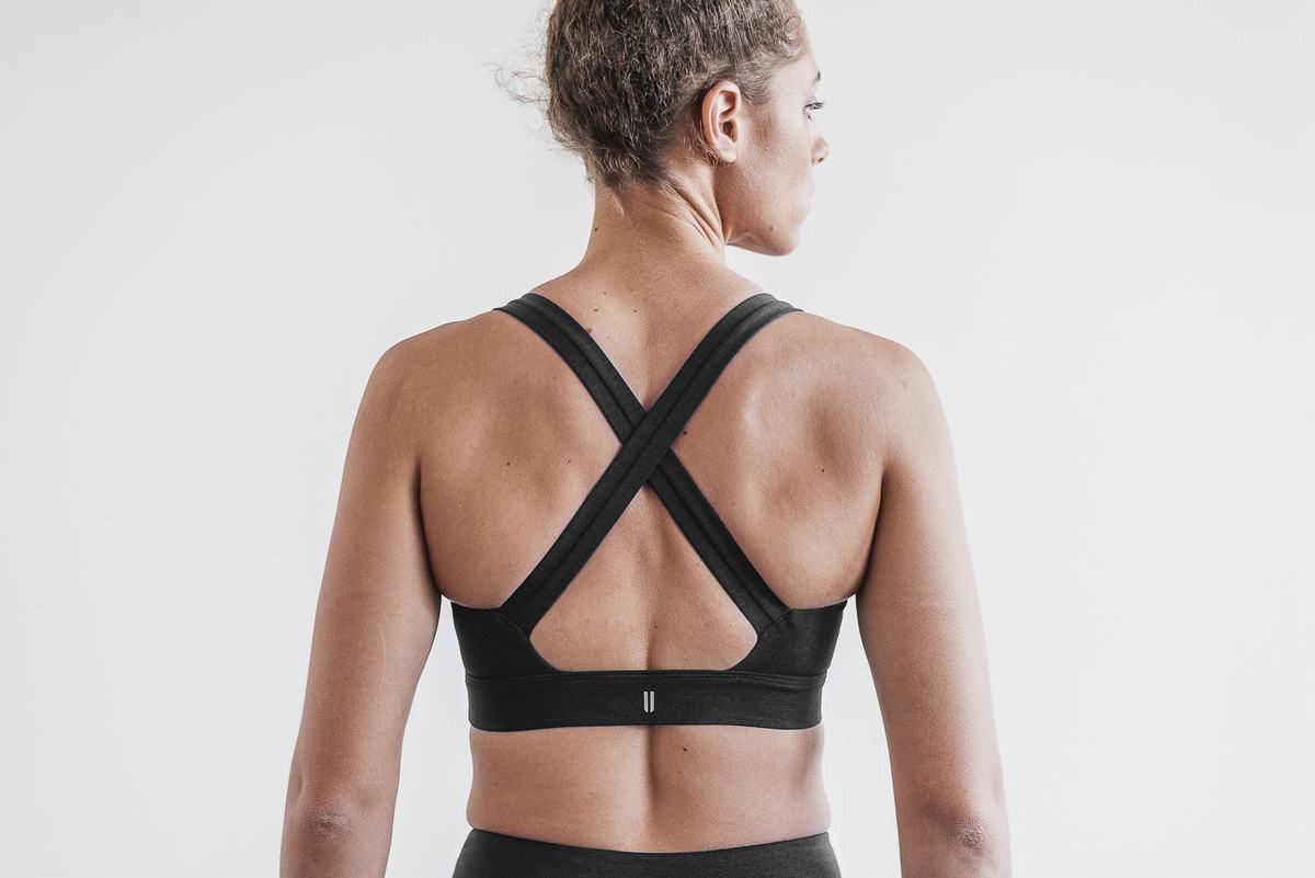 Soutien Gorge Sport Nobull Pace Plush Heather Femme Noir | JT1739024