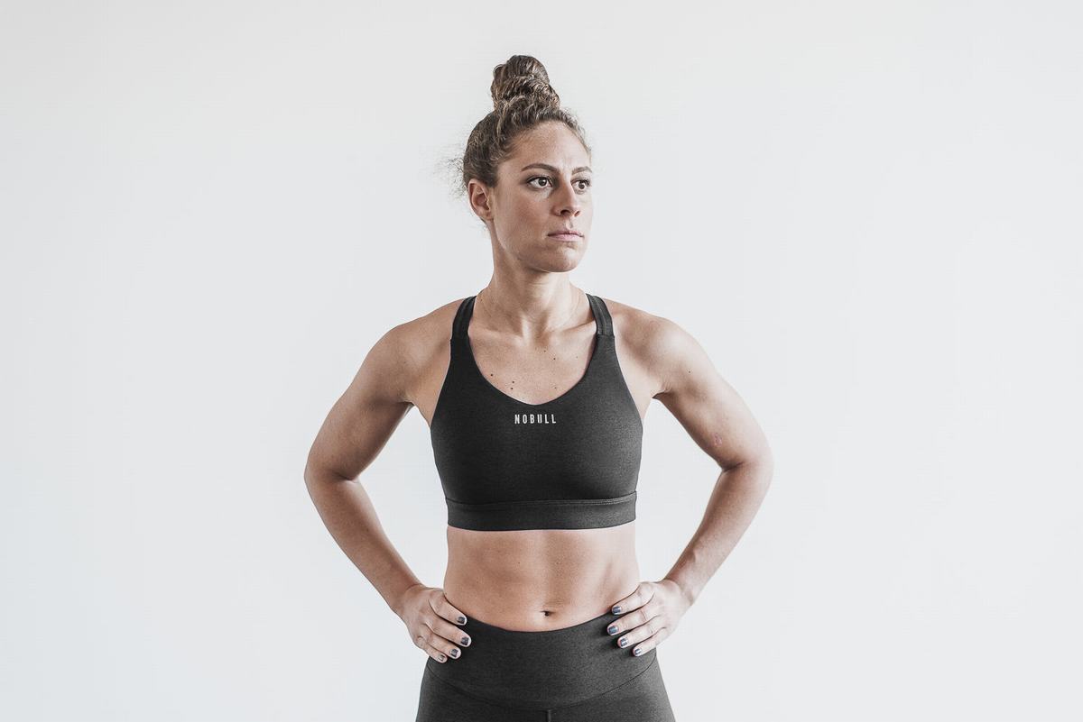 Soutien Gorge Sport Nobull Pace Plush Heather Femme Noir | JT1739024