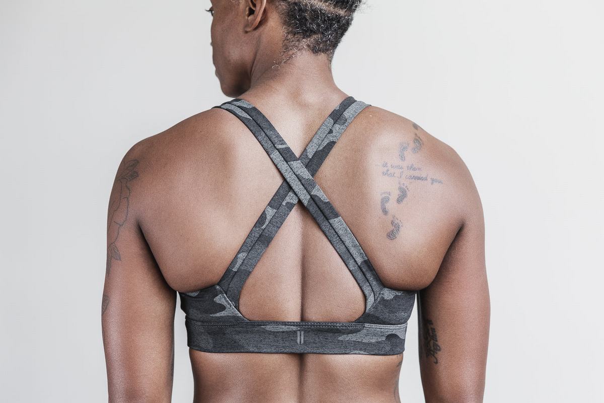 Soutien Gorge Sport Nobull Pace Plush Heather Femme Grise Foncé Camouflage | LI8570416