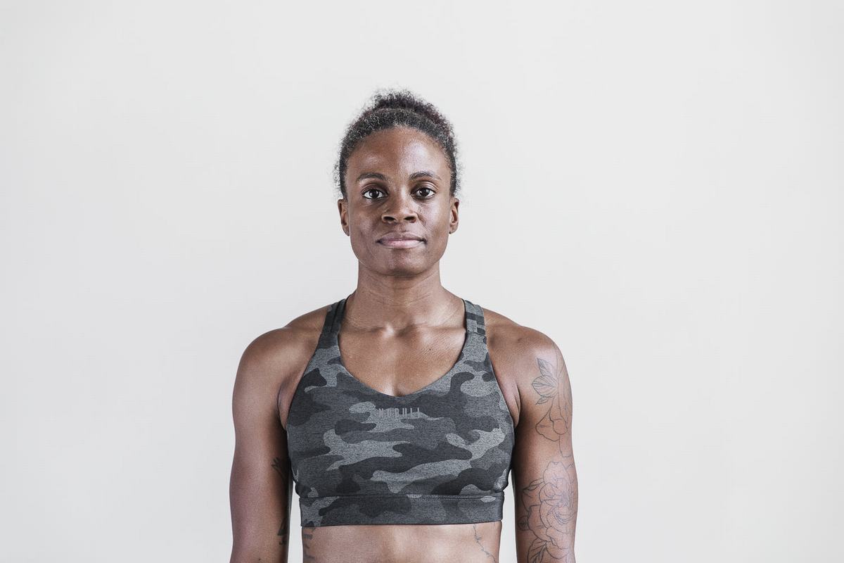Soutien Gorge Sport Nobull Pace Plush Heather Femme Grise Foncé Camouflage | LI8570416
