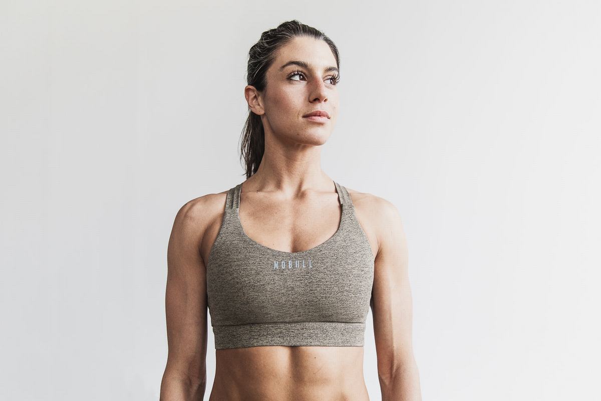 Soutien Gorge Sport Nobull Pace Plush Heather Femme Kaki | OV9816752