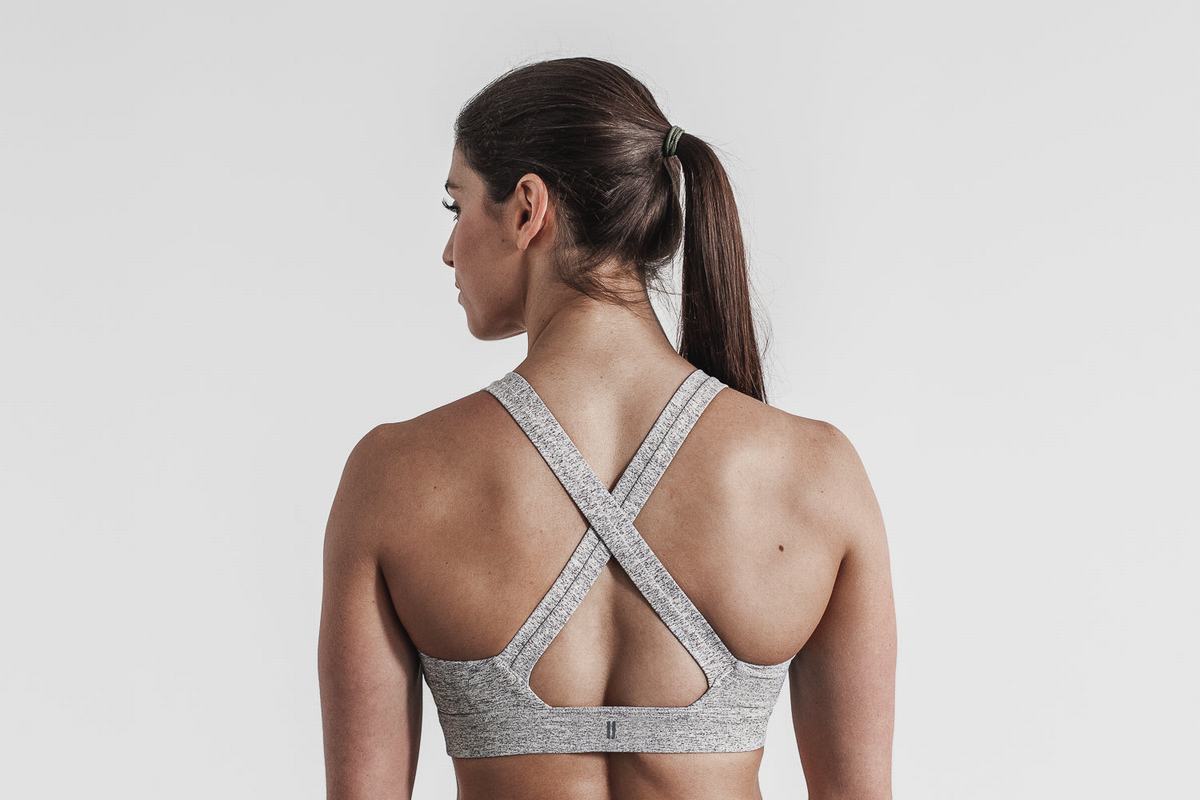 Soutien Gorge Sport Nobull Pace Plush Heather Femme Blanche | VY7813256