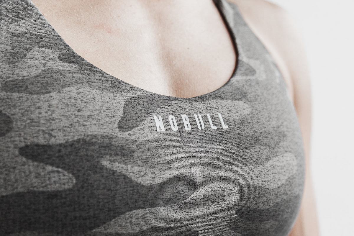 Soutien Gorge Sport Nobull Pace Plush Heather Femme Camouflage Foncé | XT3459082